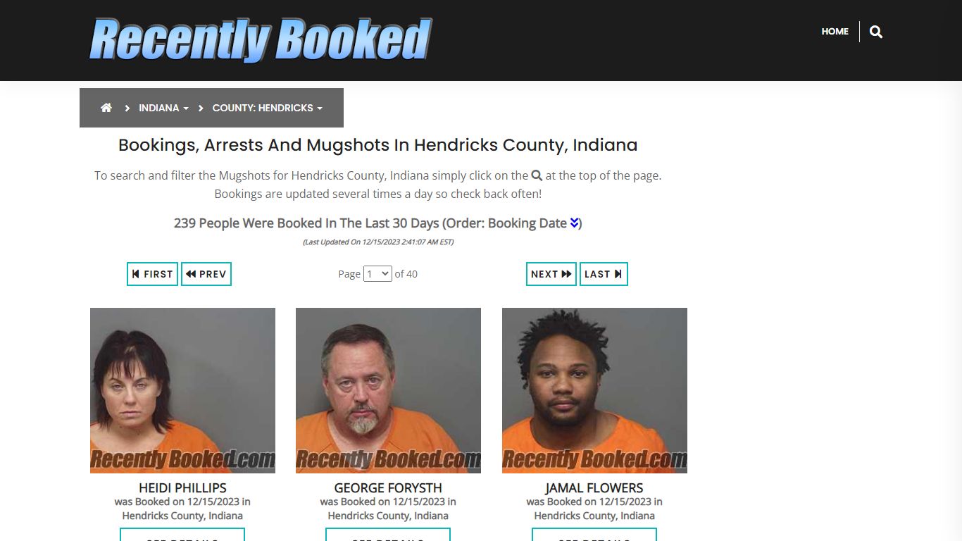 Bookings, Arrests and Mugshots in Hendricks County, Indiana